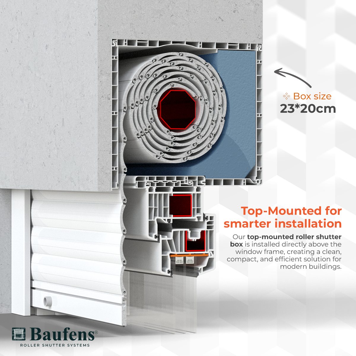 Baufens Roller Shutter Box 23x20 - Technical Precision